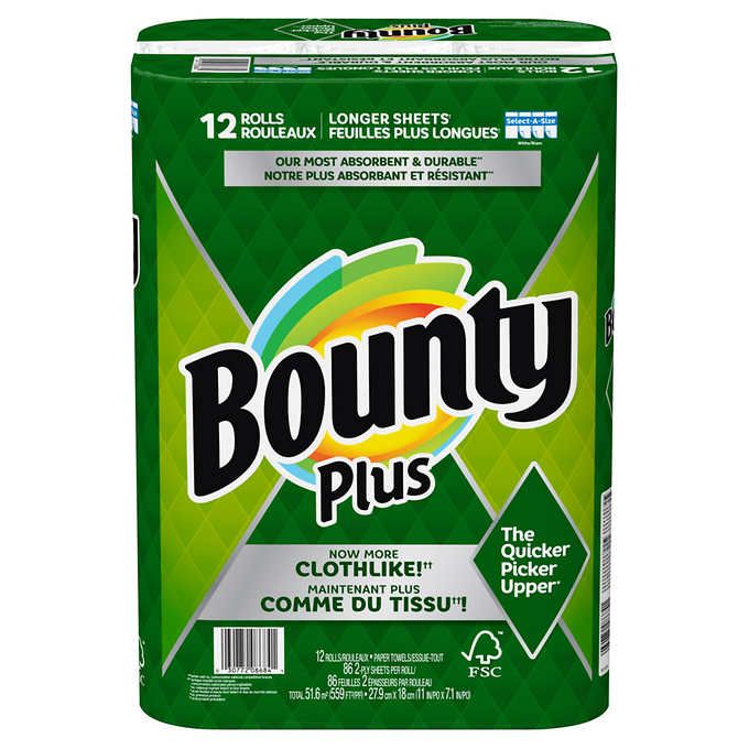 Bounty Plus Paper Towels 12 Rolls x 86 Sheets