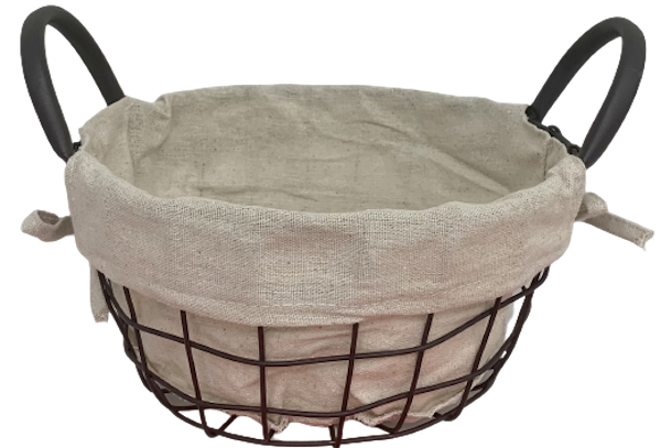 ROUND IRON BASKET with CANVAS LINER